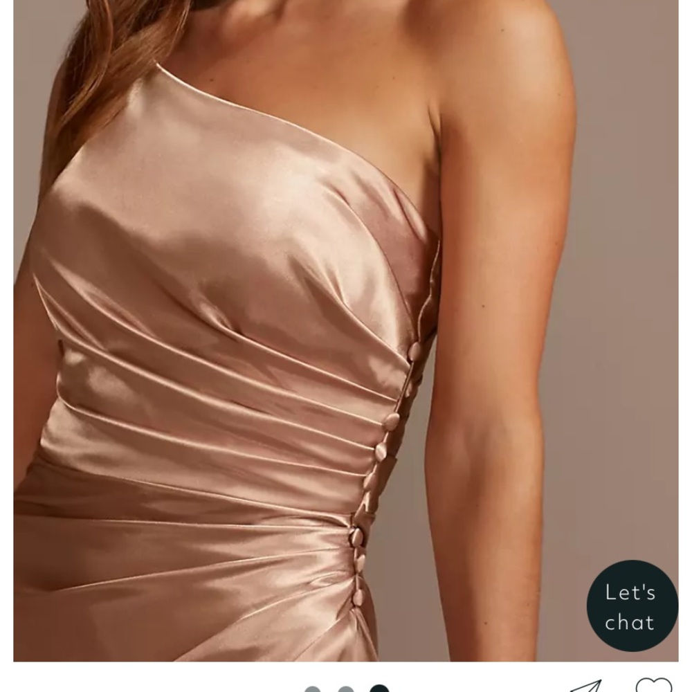 David's Bridal Gold Asymmetrical Ruched Cocktail Dress